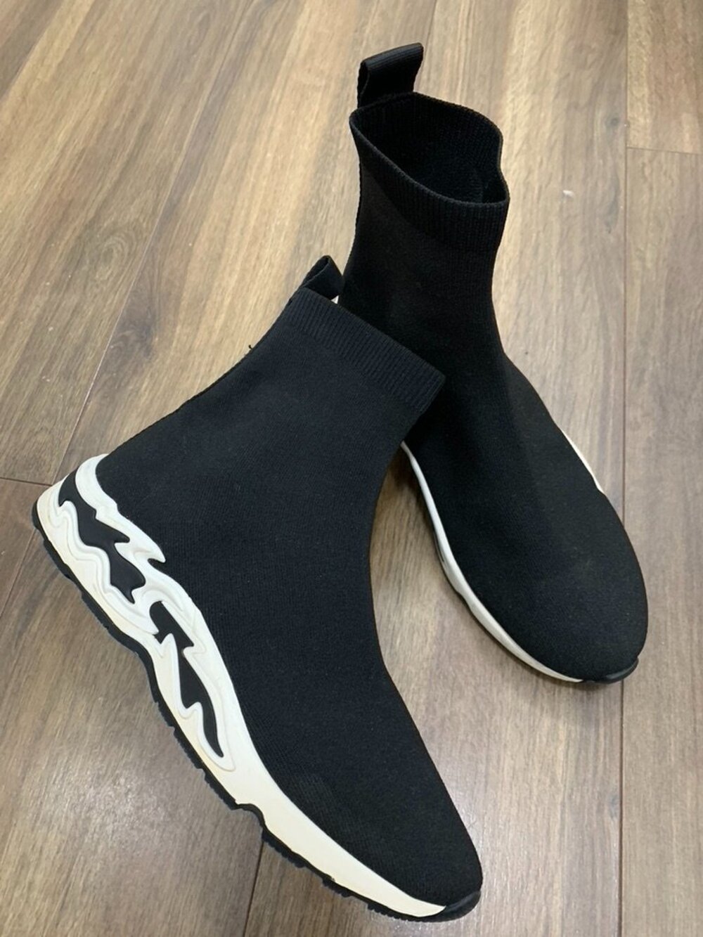 Sandro Sock Sneakers black knit with White Sculpted Sole flame - Picture 3 of 9